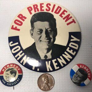 John F. Kennedy For President 1960 Campaign Metal Pinback Buttons